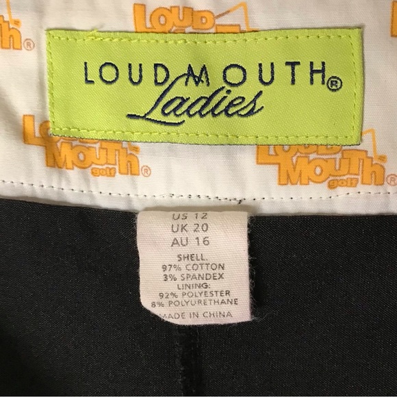 Women's 12 Loudmouth Ladies Golf Skort Skirt Geometric Swirls Yellow Black Lined - Picture 4 of 9